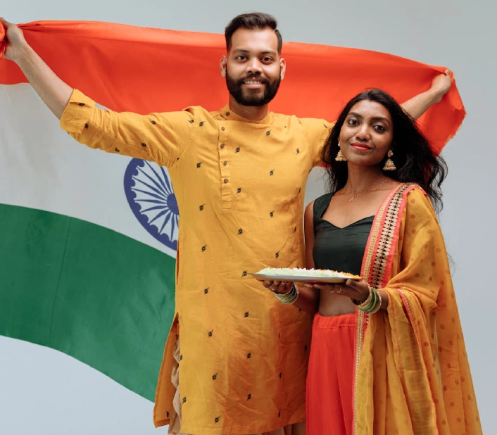 Happy Indian couple who found each other on Corishta matrimony